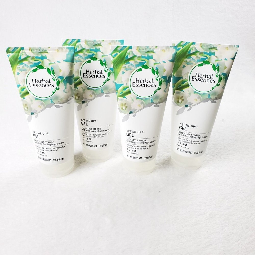 Herbal Essences Set Me Up Gel Lot of 4 Lily of the Valley 6 oz Max Hold G1